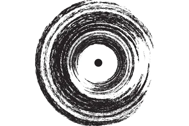 Svartvit grafisk bild på högtalare